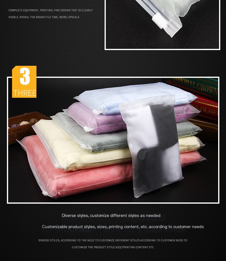 EVA frosted zipper bag packaging bag plastic warning zipper bag garment bag spot printed logo frosted bag