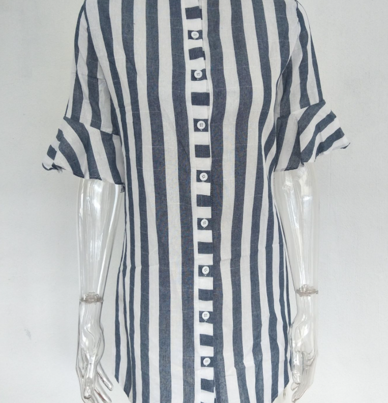 Striped Blouse Dress Image 2
