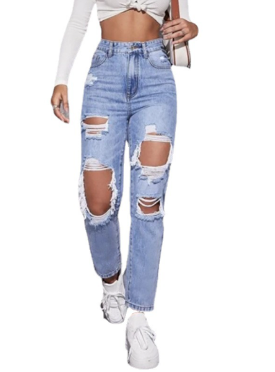 Rip Wide Leg Straight Jeans - Image 5