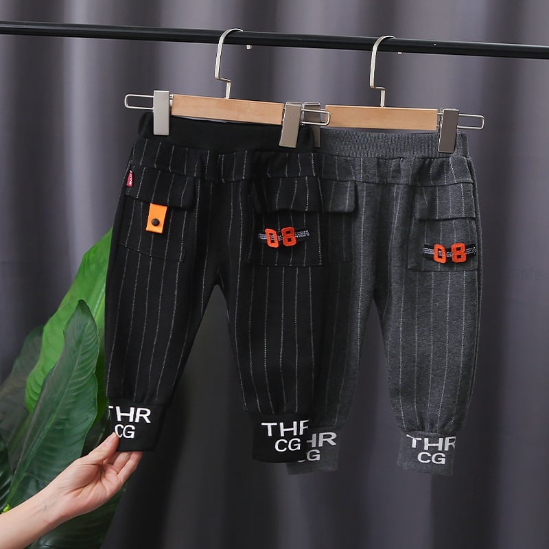 Boys' Spring Striped Sports Handsome Cargo Pants image