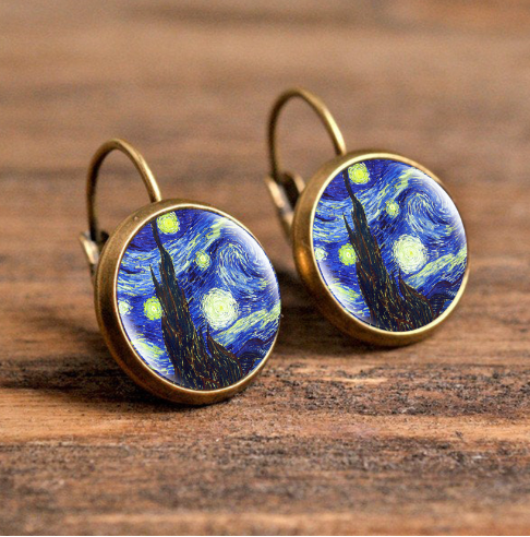 Vintage Oil Painting Earrings Design 1