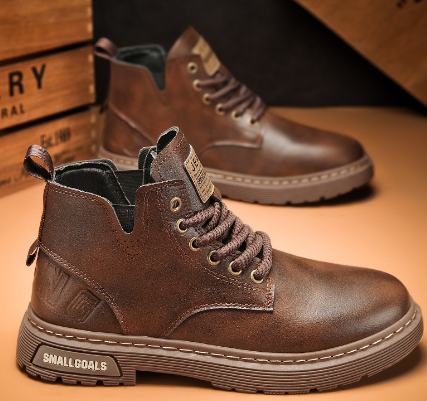 Casual ankle boots British style high top lace-up leather Doc Martens vintage sports men's shoes image