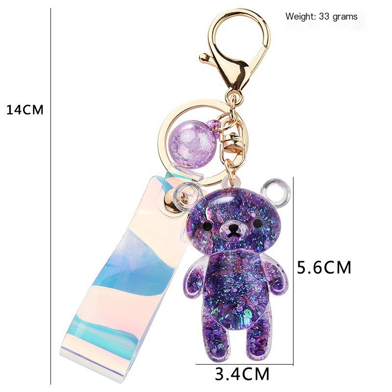 Liquid Keychain Glitter Bear Quicksand Keychain