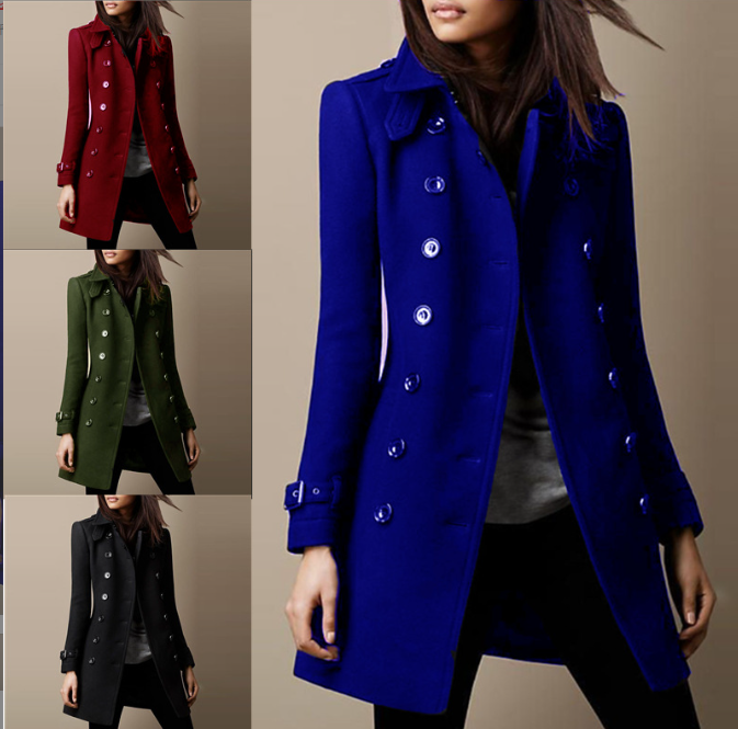 Ladies Spring Long Jacket Wool Trench Coat Image 3