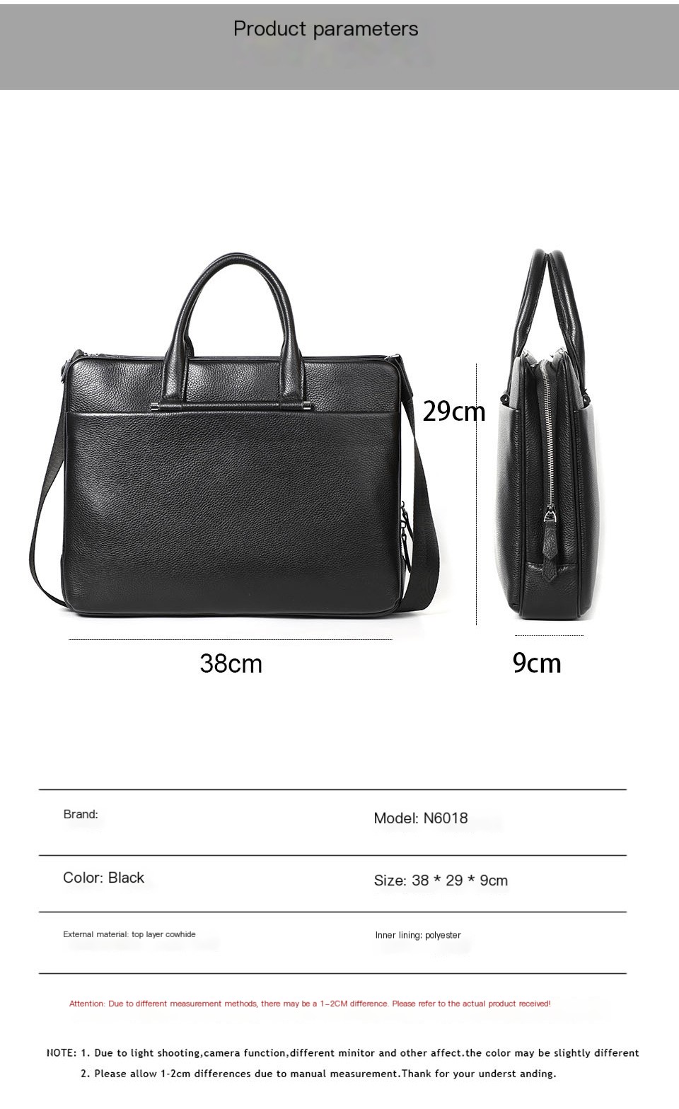 Men's Large Capacity Leather Briefcase