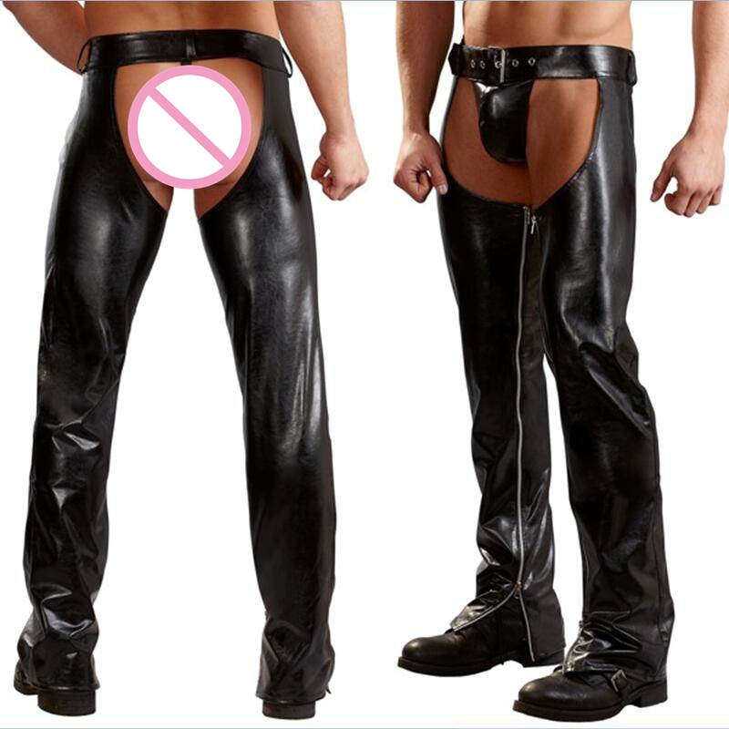 Open-crotch leather pants 2