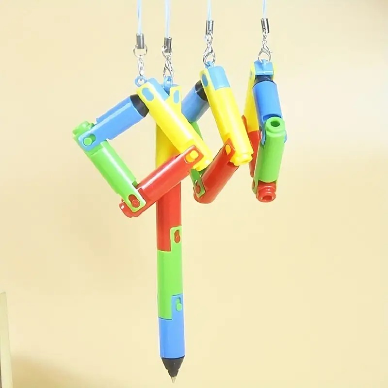 Foldable Ballpoint Pen, Bendable and Deformable Pen Lanyard Foldable Ballpoint Pen Festival Pen Students Can Hang on the Bag or Key Chain image