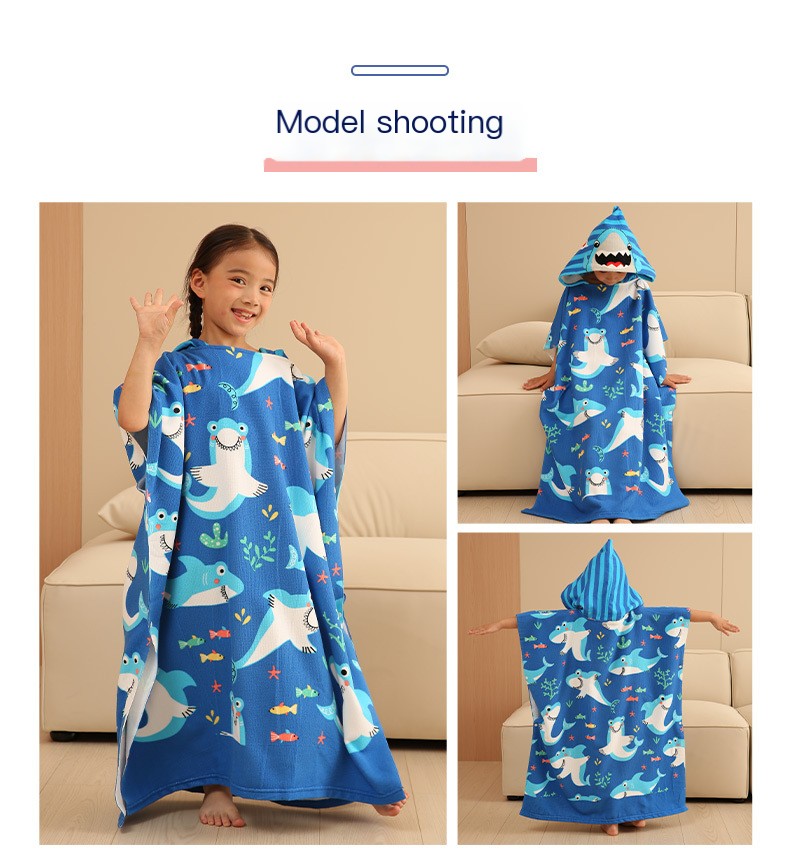 Microcredit Explosions Large Children's Bath Towel Cloak Reactive Printing Hooded Bathrobe Cloak Absorbent Quick-drying Wearing Bath Towel