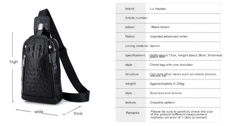 Crocodile Grain Chest Bag Image 1