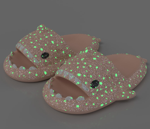 Starry Sky Luminous Shark Slippers