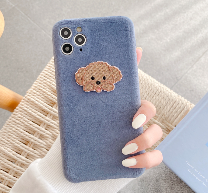 Embroidered Teddy Head Plush Phone Case - Image 3