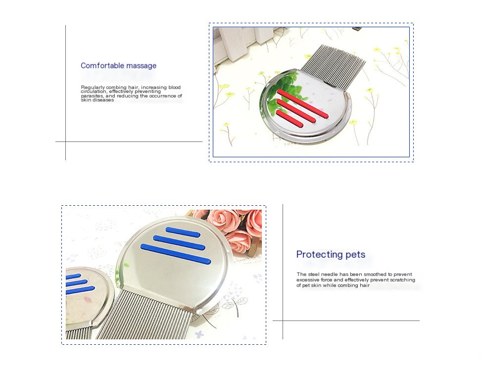 Stainless Steel Flea Comb Pink