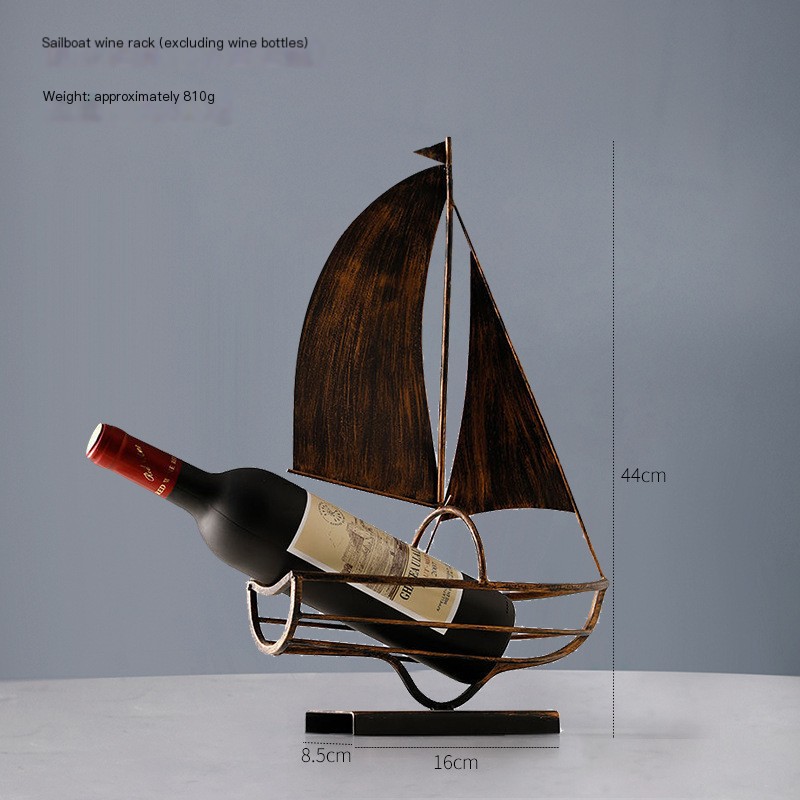 Modern Iron Wine Rack Sailboat Design