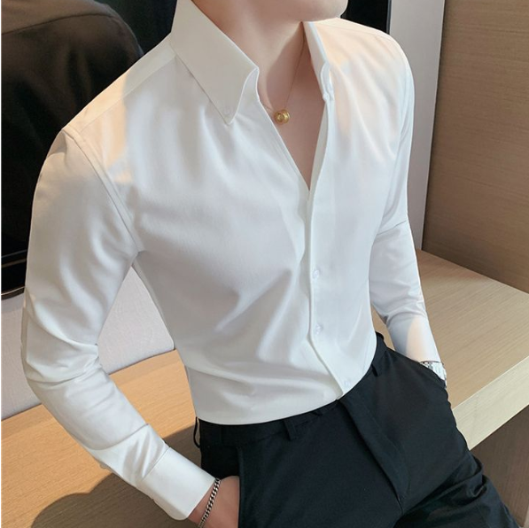 8012's Mode Men Solid Button Front Shirt - Image 2