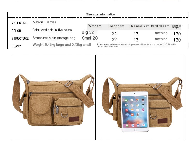 Men's canvas crossbody bag