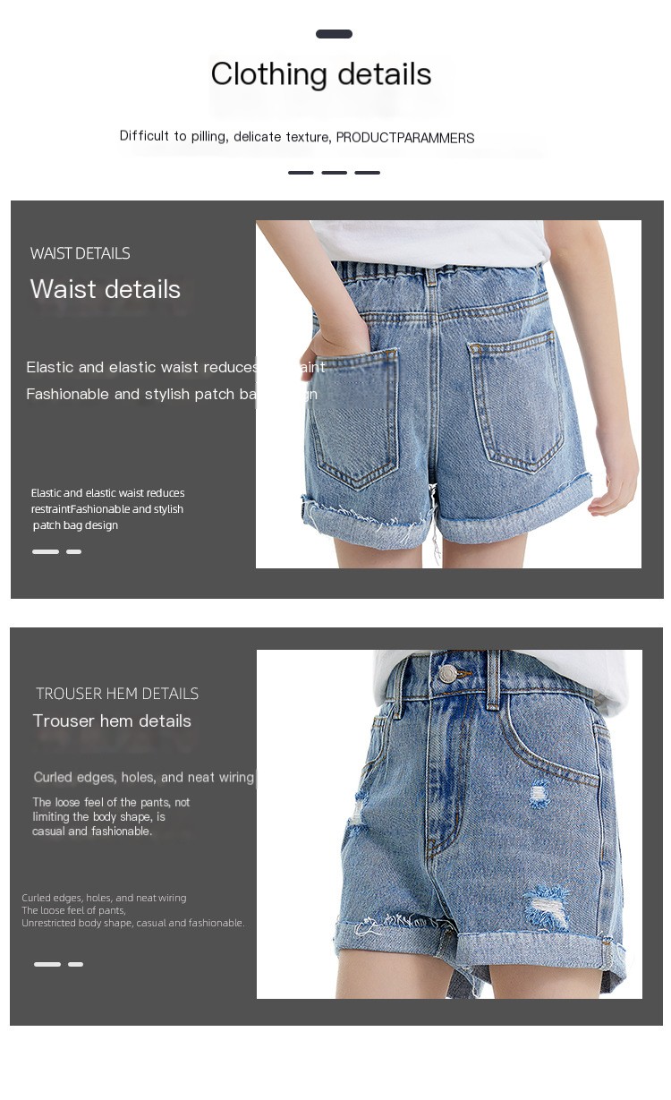 Girl playing in denim shorts