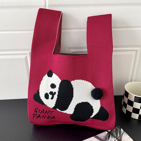 Vest Bag Knitted Cute Panda Shoulder Handbag