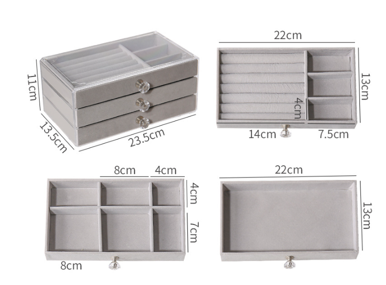 Velvet Jewelry Organizer Gray
