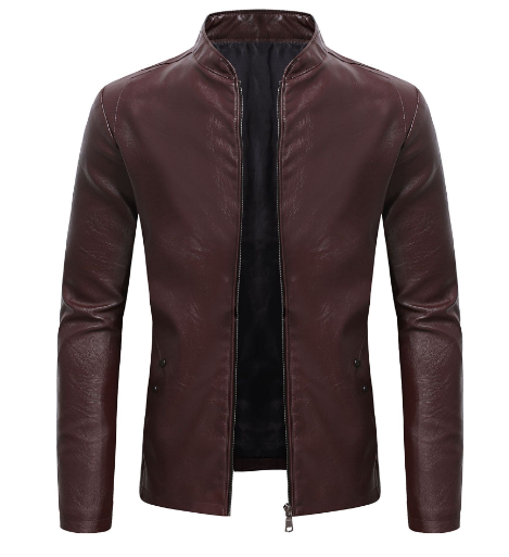 Men's Motorcycle Slim Fit Leather Jacket Image 4