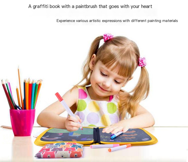 Drawing board with colorful pens