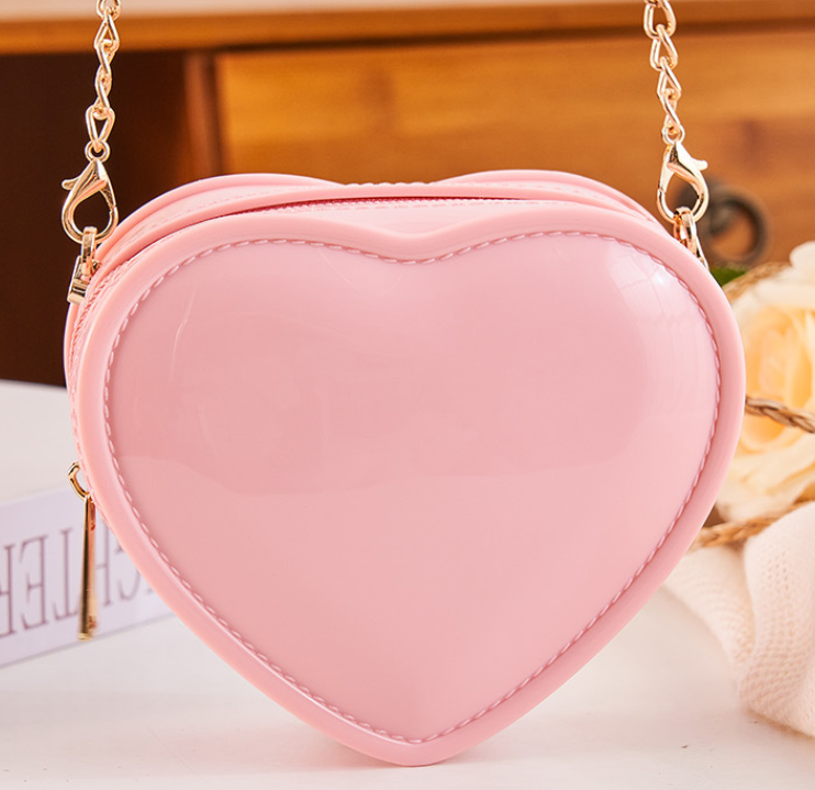 Heart-Shaped Crossbody Bag - Pink