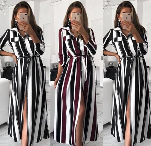 Colorful Striped Shirt Dress 1