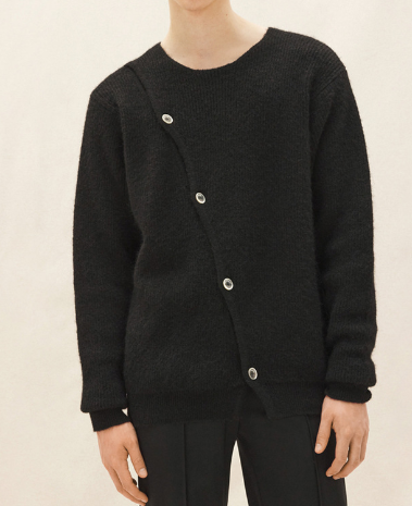 Oblique Placket Sweater Gray