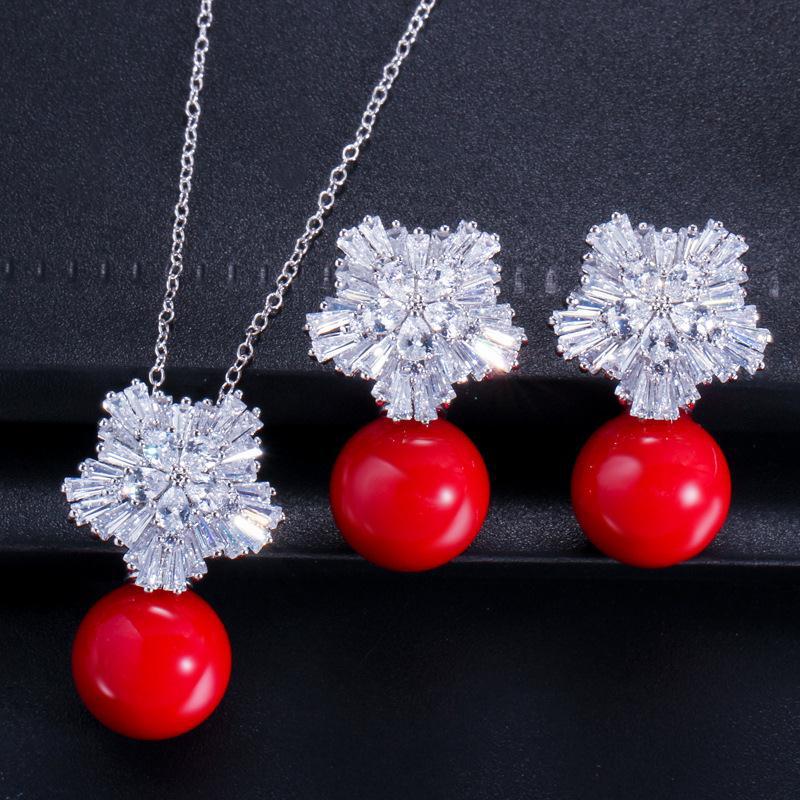 Korean Pearl Earrings and Pendant Set Image 3