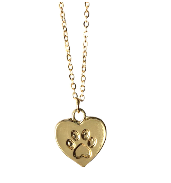 Cat Paw Heart Necklace in Gold