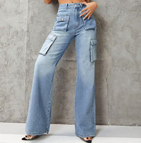 Street Retro Pocket Low Rise Hot Girl Jeans Image 2