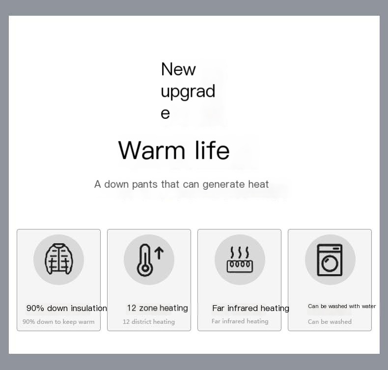 USB smart heating pants 12 zone heating couple straight pants winter electric heating pants thickened down pants wholesale