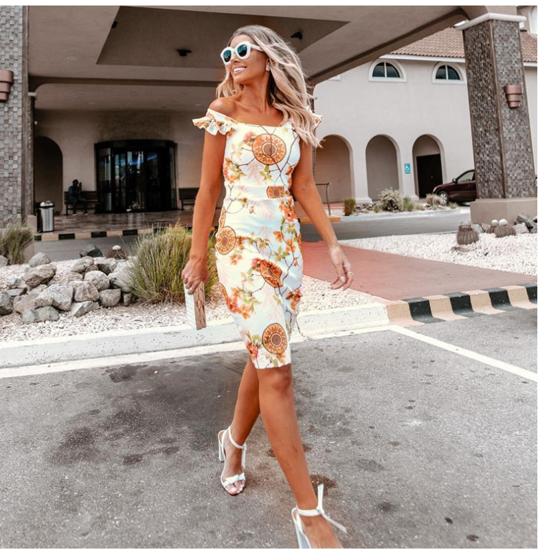 Off-Shoulder Pencil Dress Image 1