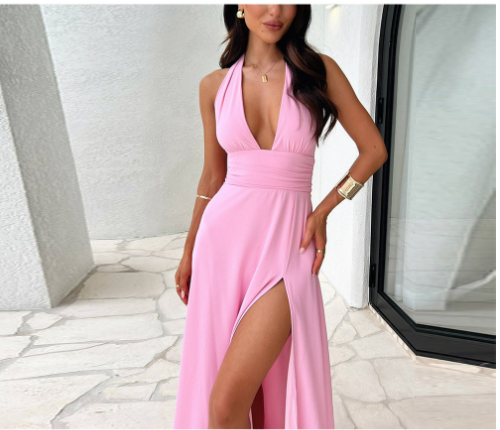 2024 sexy deep V split dress image 2