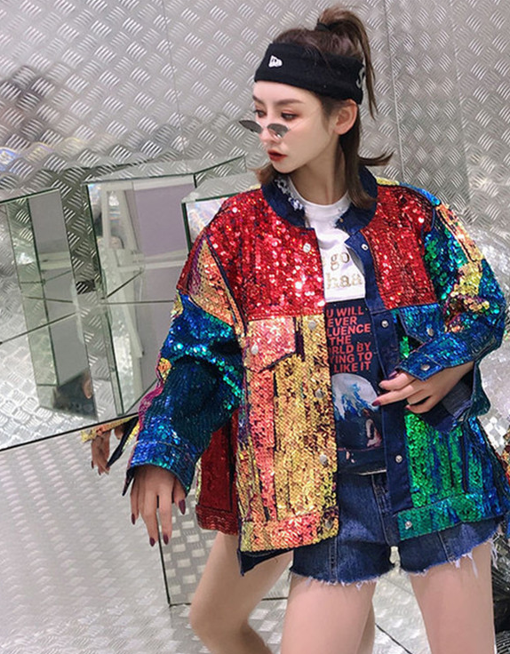 Sequin Denim Jacket Image 2