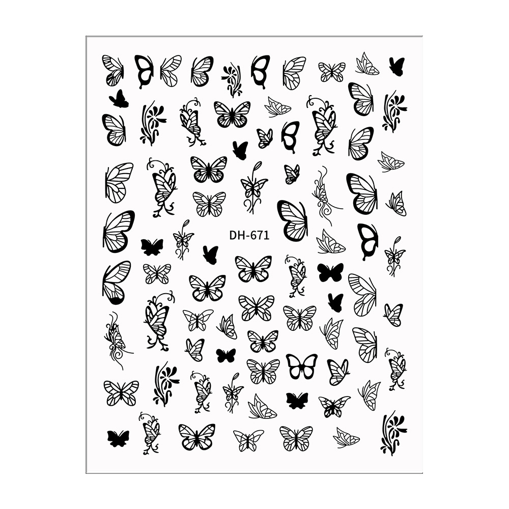 Black Butterfly Nails Sticker