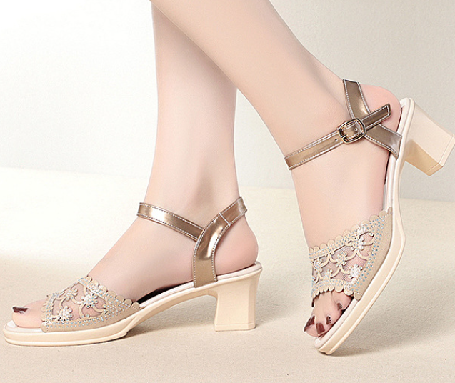 Gold Fish Mouth Sandals