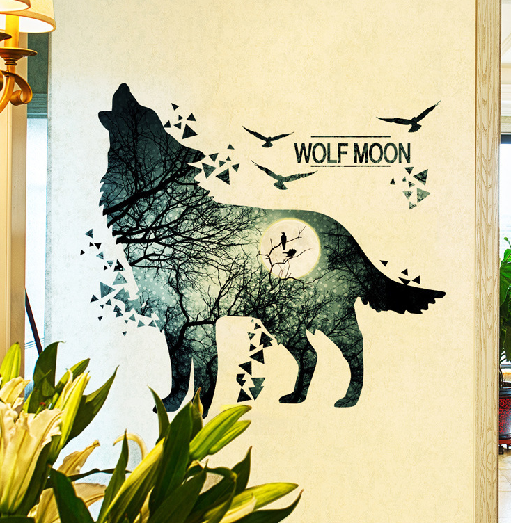Wolf Moon Forest Night Wall Decal