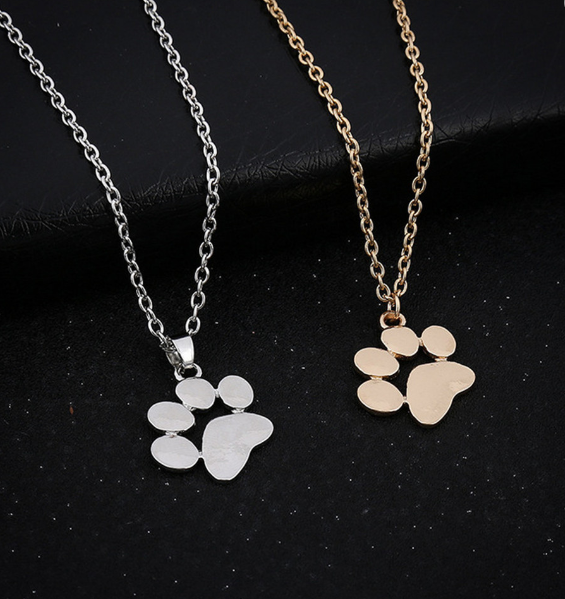 Dog Paw Pendant Necklace Silver