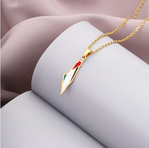 Palestine Map Flag Necklace 1