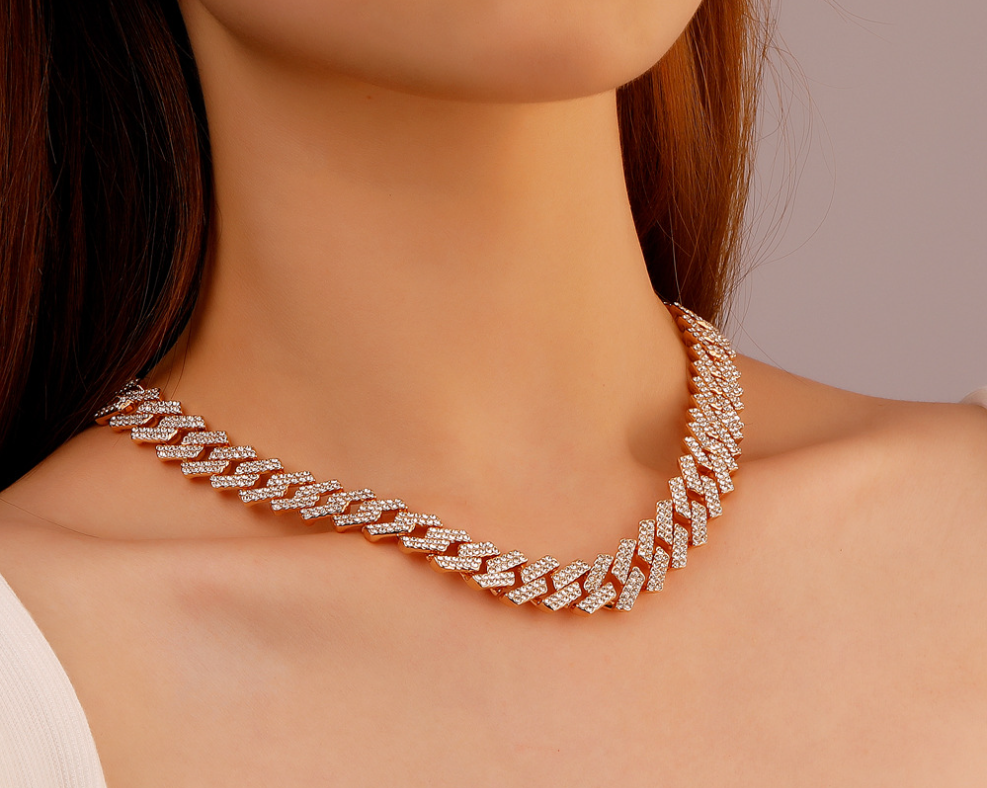 Retro Hip Hop Necklace White K