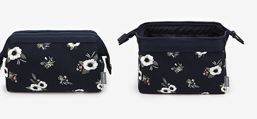 Black Flower Makeup Bag