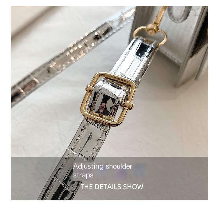 Crocodile Pattern Beaded Chain Crossbody Bag - 4