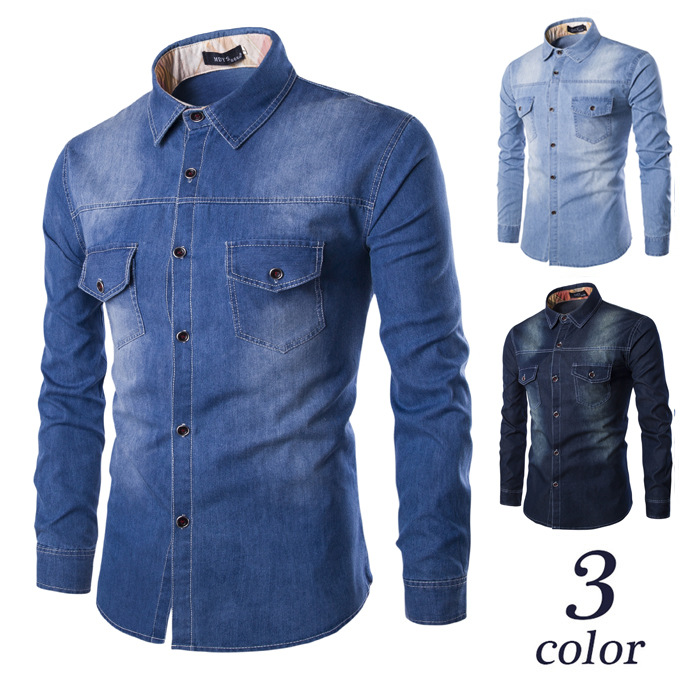 Men's casual denim shirt image