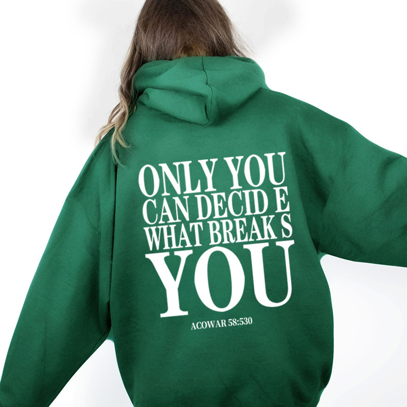 Hooded Solid Color Versatile Loose Student Hoodie in Green