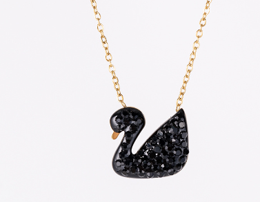 Rose Gold Black Swan Necklace Image 4
