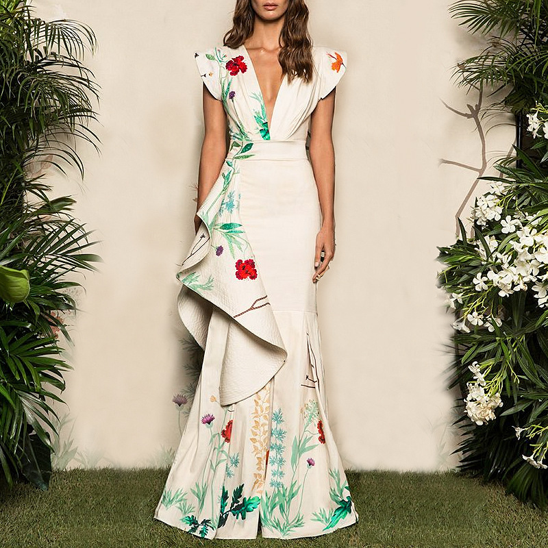 Stunning Ruffled Skirt Evening Dress