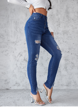 Women Hand Worn High Rise Cropped Jeans Image 2