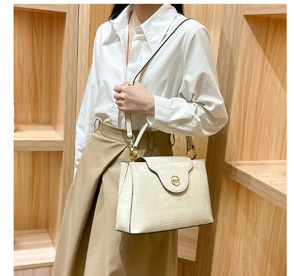 Crocodile Print Handbag - Off White