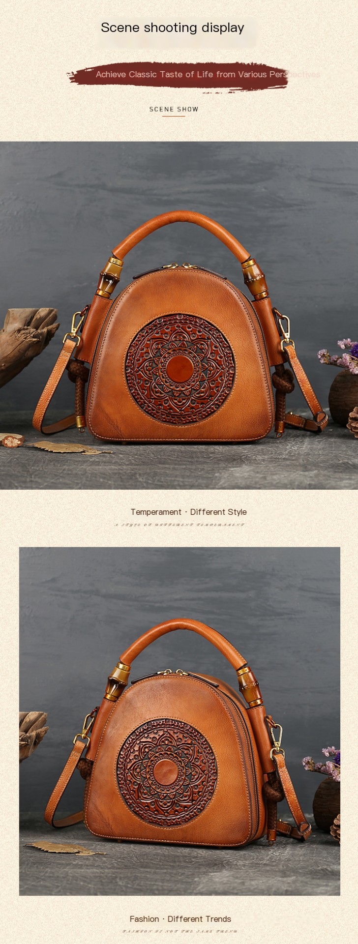 Large-Capacity Cowhide Handbag