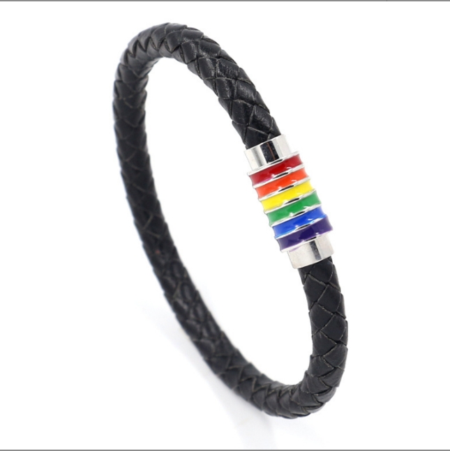 Leather Bracelet Black+White